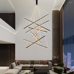 Chandeliers Nordic Staircase Chandelier Black Led Pendant Ceiling Light For Living Room Indoor Lighting Suspension Luminaria
