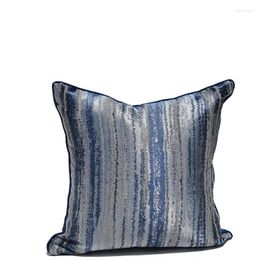 Pillow DUNXDECO Industry Style Blue Silver Stripe Cover Decorative Case Art Geometric Coussin Modern House Sofa Decor