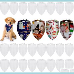 Other Dog Supplies Blank Dog Bandanas Solid White Diy Pet Triangle Scarf Heat Transfer Bibs Accessories For Dogs Puppy Cats Drop Del Dhsla