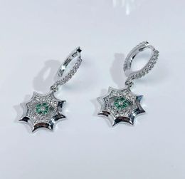 Chains 2023 In Fashion Earrings Green Zircon Sun Eye Circle Needle Female