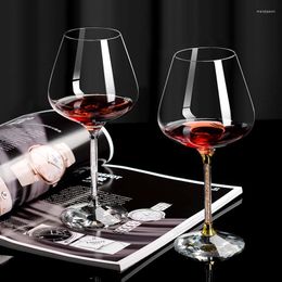 Wine Glasses Crystal Glass Cup Diamond Gold Foil Decorate Goblet Red Burgundy Luxury Home Restaurant High-End Drinking Ware 2pcs