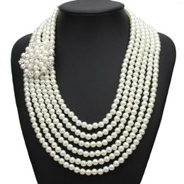 Choker Brand Design Multilayer Big Pearl Necklace For Women Crystal Collar De Perlas Party