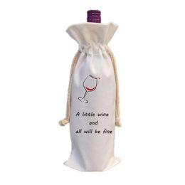 Christmas Decorations Sublimation Blank Wine Bottle Bags with Drawstrings Reusable gift bag Bulk for Halloween Christmas DIY Wedding DH884