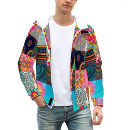 Men's Jackets African Print Man Patchwork Colorful Thick Winter Coats Street Waterproof Casual Windbreakers Graphic Outerwear Jacket