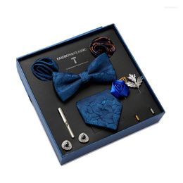 Bow Ties Brand Nice Handmade 2022 Design Holiday Gift Tie Pocket Squares Cufflink Set Necktie Box Wedding Accessories Dot