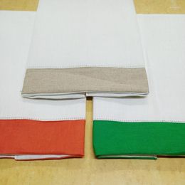 Bow Ties 12 PCS Handkerchief Towels 14x22"Color Border Hemstitched Linen Tea Towel Cleaning Cloth Guest Hand Dish Kitchen Bathroom