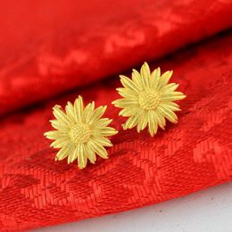 Women Girl Stud Earrings Perfect Sunflower Blossom Earrings 18k Yellow Gold Filled Fashion Accessories