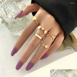 Cluster Rings Cluster Rings Creative Geometric Cross Triangle Disc For Women Metal Joint Ring Europe And America Fashion Jewellery Who Dhnap