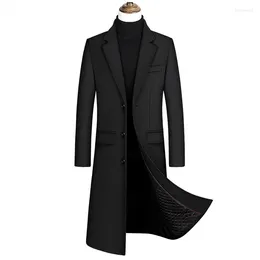Men's Wool 2022 Extra Long Trench Coat Male Winter Brand Mens Cashmere Slim Fit Woolen Peacoat Windbreaker Manteau Homme 4XL