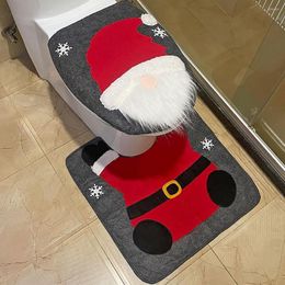 Toilet Seat Covers Christmas Lid Cover Protector Decor Apartment Bathroom Non-woven Fabric Mat Indoor Festival Decoration Ornament