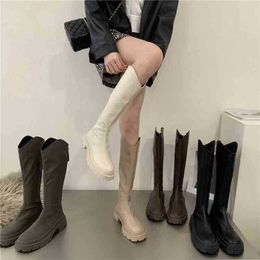 Boots Dress Shoes Fashion Women Winter Leather Long Comfort Zipper Knee High Ytmtloy Chelsea Square Heel Botines De Mujer Rubber