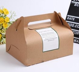 Gift Wrap 150Pcs Big Size 20 15 8cm Boutique Cake Food Kraft Paper Box With Handle Wedding Party Favor Candy Gifts Packaging Boxes SN610