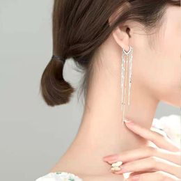 sterling silver clip hoop earrings Australia - Hoop Earrings 925 Sterling Silver Gold Long Chain Drop Earring For Women Tricolor Pendiente Piercing Luxury Fine Jewelry Clips