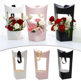 Gift Wrap Portable Flower Box Kraft Paper Handbag Packaging Bag Florist Handy Wrapping Wedding Party Favour Bouquet Cardboard Boxes