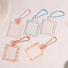 Keychains INS DIY 1Inch Keychain School Stationery Bag Pendant Gift Idol Po Sleeves With Chain Pocards Protector Frame