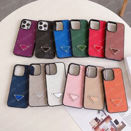 Luxury Triangle P Design Phone Cases for iPhone 14 14pro 13 Mini 13pro 12 Pro Max 11 X Xs Xr 8 7 Plus Leather Shell Skin Case Body Protection Cover