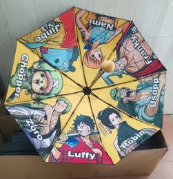 Unisex Designer Umbrellas Automatic Umbrellas Japan Anime Character Luffy Pattern Umbrella with Gift Box