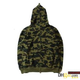 LuxuryFamous designer men's sweater hoodie jacket camouflage shark head autumn and winter pure cotton season multicolor