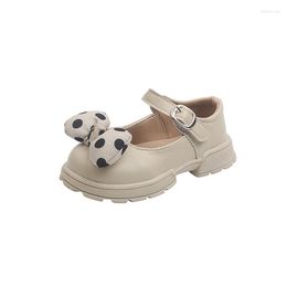 Flat Shoes Toddler Girls Casual Leather 2022 Spring Autumn Baby Dot Bow Princess Dress Children Non-slip Soft Flats Size 21-30