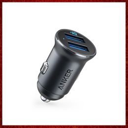 CC207 Car Charger Mini 24W 4.8A Metal Dual USB Car Charger PowerDrive 2 Alloy Flush Fit Car Adapter with Blue LED