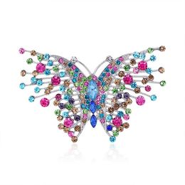 Pins Brooches Colorf Rhinestone Butterfly Brooches For Women Autumn Winter Animal Insect Coat Brooch Pins Fashion Wedding Jewellery D Dhbj1