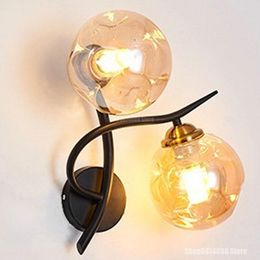 Wall Lamps Nordic Glass Lamp Modern Led Bedroom Bedside Living Room Background Staircase Aisle Decorative Light Fixture