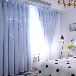 Curtain & Drapes Simple Modern Starry Sky Shading Living Room Bedroom Princess Bay Window Double 1 Piece