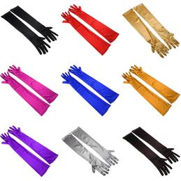 Women's Evening Party Formal Gloves Solid Colour Satin Long Finger Mittens forEvents Activities Red White Rose Colour