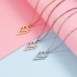 Pendant Necklaces Fnixtar 10Pcs/Lot Mirror Polished Hollow Trangles Stainless Steel Cable Chain For Womens Mens Lovers