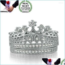 Cluster Rings Cluster Rings Wholesale European Fashion Woman Man Party Wedding Gift Crown White Zircon 18Kt Gold Ring Rr711Cluster C Dhcbi
