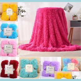 Blankets Fleece Blankets Fluffy Plush Throw Blanket Air Conditioningblanket Solid Wedding Bedspreads Bedding Supplies 13 Colours 2Pcs Dhlnl