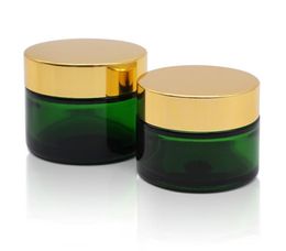 Green Glass Jar Cosmetic Bottle Lip Balm Cream Jars Round Glass Test Tube with inner PP Liners 20g 30g 50g SN768