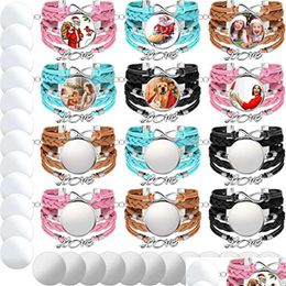 Party Favour Sublimation Blank Bracelets For Women Diy Craft Bezel Setting Heat Transfer Leather Bracelet With Aluminium Sheet Drop De Dhib2