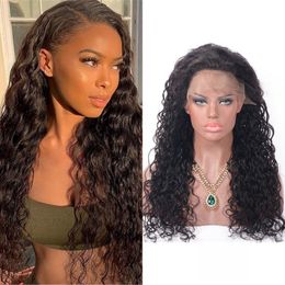 Brazilian Human Hair Water Wave Lace Front Wigs Pre Plucked Wet and Wavy 13x4 Frontal Wig with Baby Hair