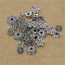 Other Mixed Antique Sier Plated Flower Bead Caps For Jewelry Making Bracelet Accessories Findings Diy 150Pcs/Lot Drop Delivery 2022 Dh9Bg