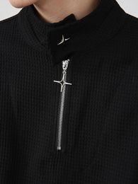 Men's Hoodies Wear Autumn Men's Loose Zipper Stand Collar Sweatshirt High Neck 2023 Solid Colour Male Tops 2A5822