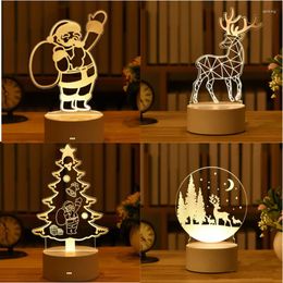 Christmas Decorations 3D Santa Deer Acrylic LED Night Light Gifts USB 2022 Year Navidad Ornaments