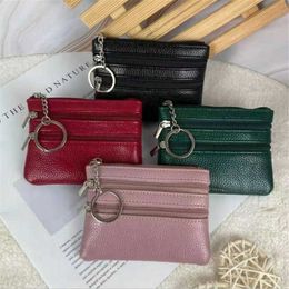 Wallets Fashion Leather Women Wallet Clutch Two Zip Female Short Small Coin Purse Soft Mini Card Cash Holder Change Purses Key Holder L221101
