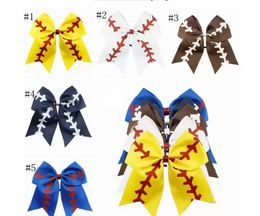 Titanium Sport Accessories Kids Girl Headband Baseball Design Hair Bows Glitter Baby Girls Headwear Large Ponytail Holder Hair Accessory 5 Colours P1101