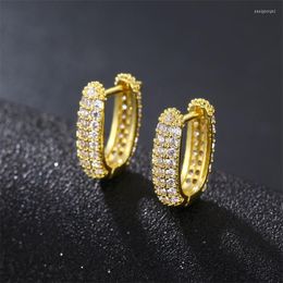 Hoop Earrings YJGS Gold Silver Color U-Shaped Women Jewelry Simple Geometric Inlaid Full Zircon Accessories