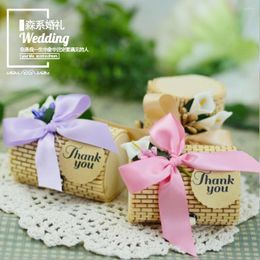 Gift Wrap 240 X Personalized Creative Cylinder Shape Bamboo Wedding Favors Candy Boxes Party Box With Bowknot & Tag