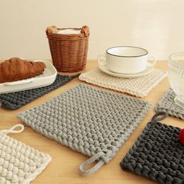Table Napkin 2Pcs/Lot Japanese Plain Cotton Rope Woven Thick Square Insulation Mat Tea Pography Props