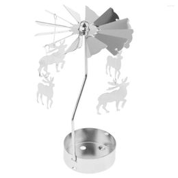 Candle Holders Rotatable Night Light Tea Holder Fairy Christmas Wedding Centrepiece Home Decor Ornament Xmas Gift -Silver