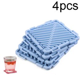 Table Mats 4PCS Cup Square Universal Spliceable Trivet Mat Drink Pot Heat Resistant Placemat Pad Justdolife