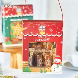 Gift Wrap StoBag 5pcs Santa Claus Christmas Cookies Packaging Hnadle Box Year Handmade Snack Candy Supplies Set Party Favors