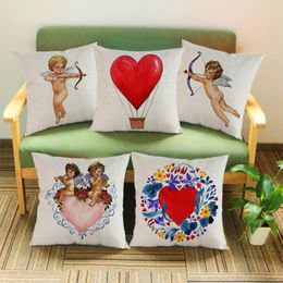 Pillow Cupid Red Love Cartoon Pattern Cases Geometry Of The Heart Home Sofa Car Decoration Cover Valentine's Day Gifts