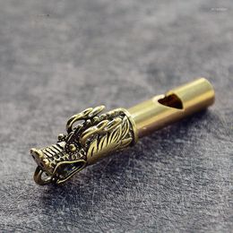 Keychains Vintage Brass Head Whistle Pendants Survival Tools Car Keys Chains Outdoor Whistles Necklaces Charm