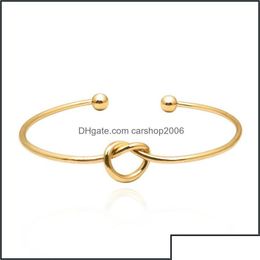 Bangle Bracelets Jewelry Girl Simple Knot Heart Style Open Wire Wedding Party Fashion Women Love Accessories Dht6M Drop Delive Ot6Is
