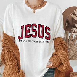 Colored Jesus The Way Tops Truth Life T-shirt Christian Shirt Religious Tee Women