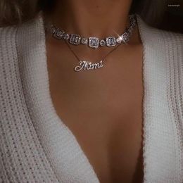 Chains Wholesale Necklace Hip Hop Choker For Women Square Cz Paved Iced Out 16'' 18'' Long Chain Jewellery Gift